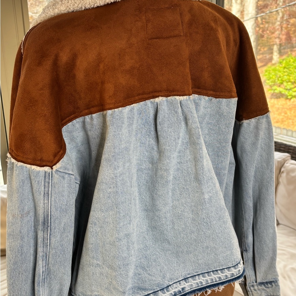 Blank NYC Light Blue Denim and Suede Shaper Jacket • Moto Style - Picture 7 of 10